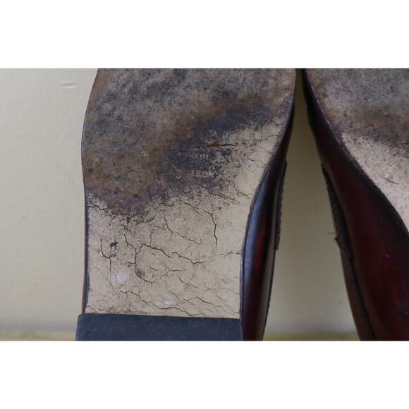 GH Bass Weejuns Mens 9D Red Leather Penny Loafers Logan Slip On Shoes - Picture 8 of 12